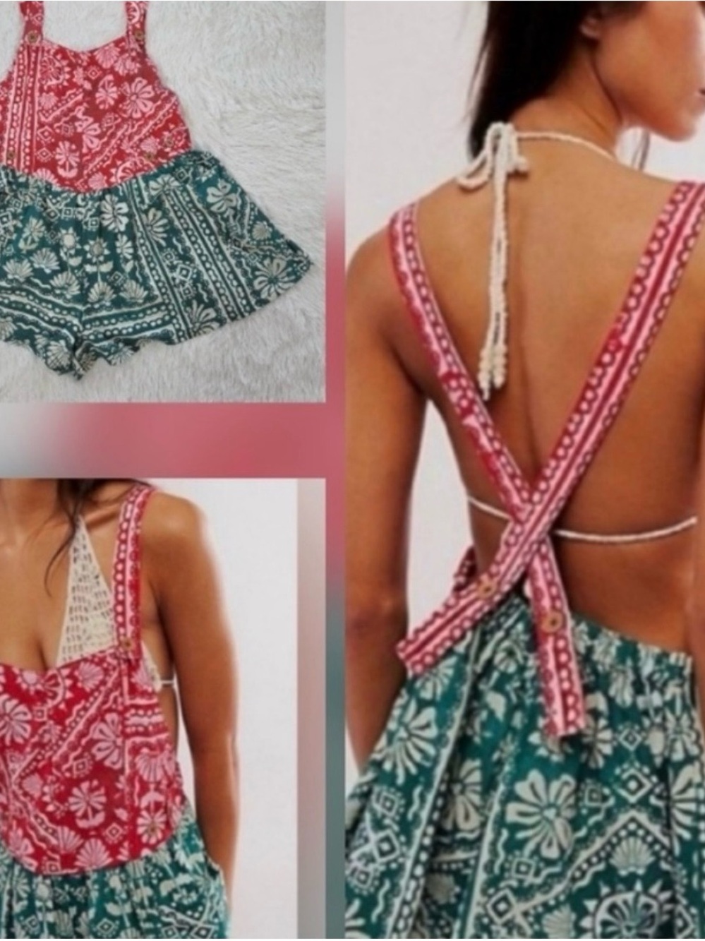 Free People Palm Bay Printed Short overalls